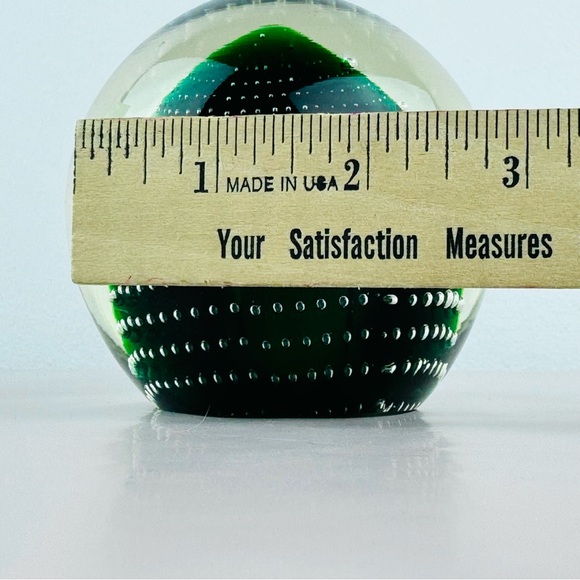 VTG Handblown Blown Glass Bubble Green Orb Paperweight - Picture 6 of 11